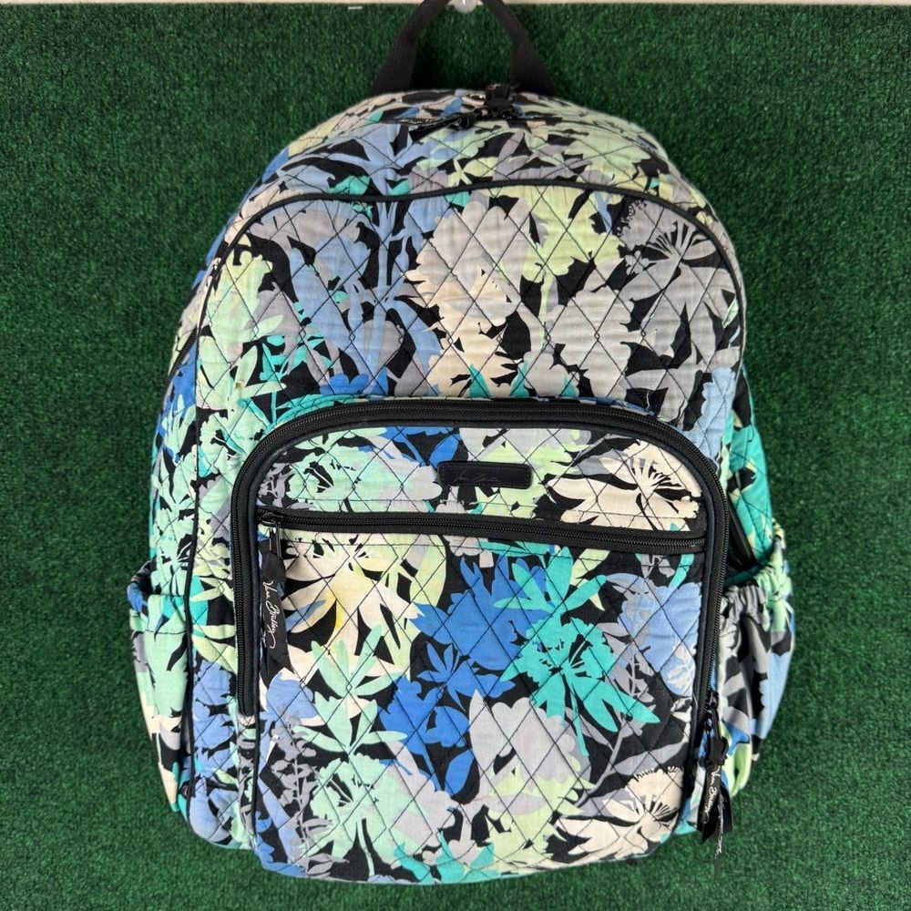 Vera Bradley Floral Backpack Paisley 13” Blue Green